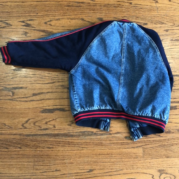 The original Arizona jean company jean bomber jacket with navy blue sleeves - Picture 3 of 4